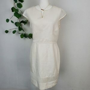 ANTONIO MELANI White Sheath Dress w/ Mesh Detail